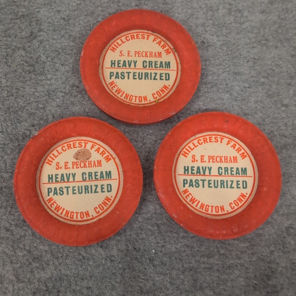 Lot‎ of 3 Vintage Hillcrest Farm SE Peckham Heavy Cream Pasteurized Dairy Round